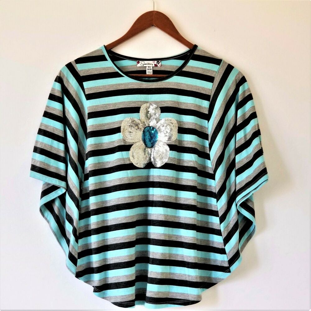 Speechless Girl's Striped Heart Top - size XL (14/16)